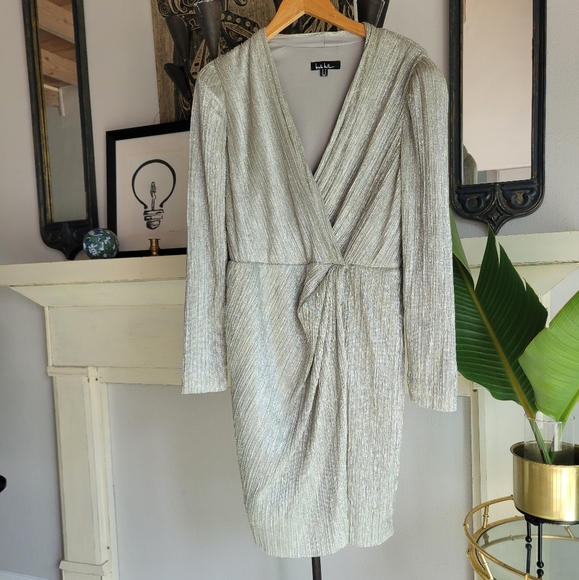 NWOT Nicole Miller Lurex Mettallic Faux Wrap Dress - Picture 13 of 15